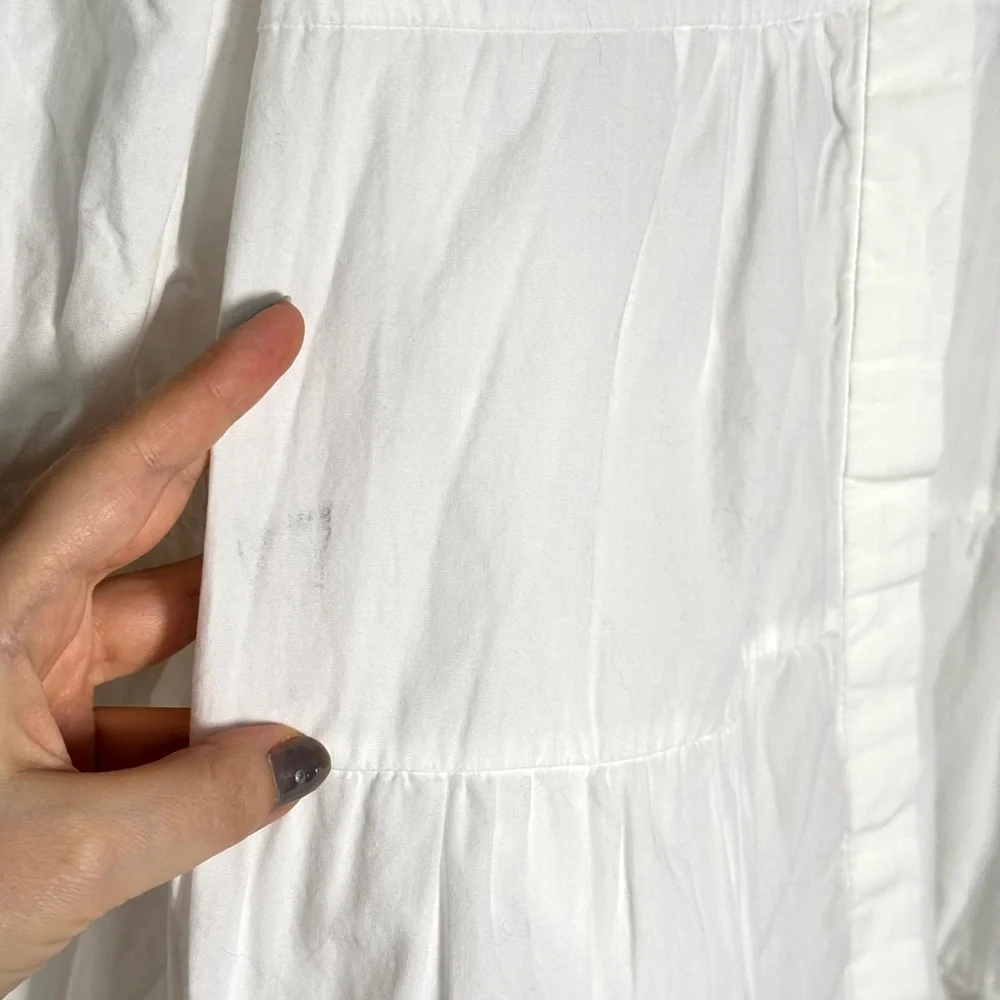 Zara White Tiered Puff Sleeve Blouse
